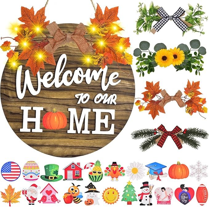Farmhouse Wooden Welcome Sign For All Seasons